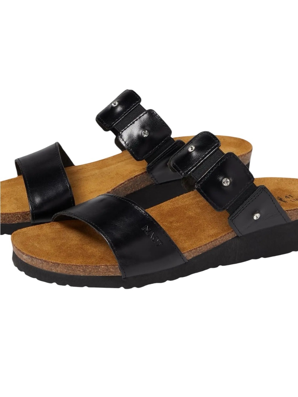 NAOT Ashley Leather Slide Sandals Neutral Black Size 12